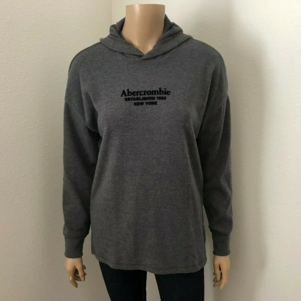 NWT Abercrombie Womens Cozy Logo Sweater Pullover Dark Gray